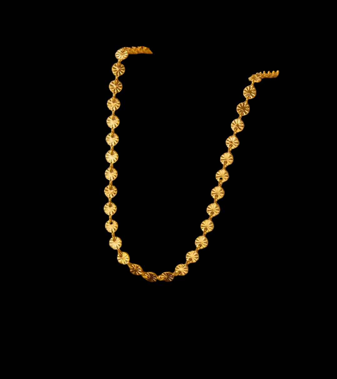 Gold Embossed Round Sunflower Plate Pendant Necklace