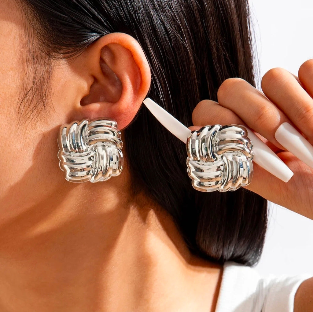 Large Geometric Metal Earrings For Women Exaggerated Fashion Jewelry