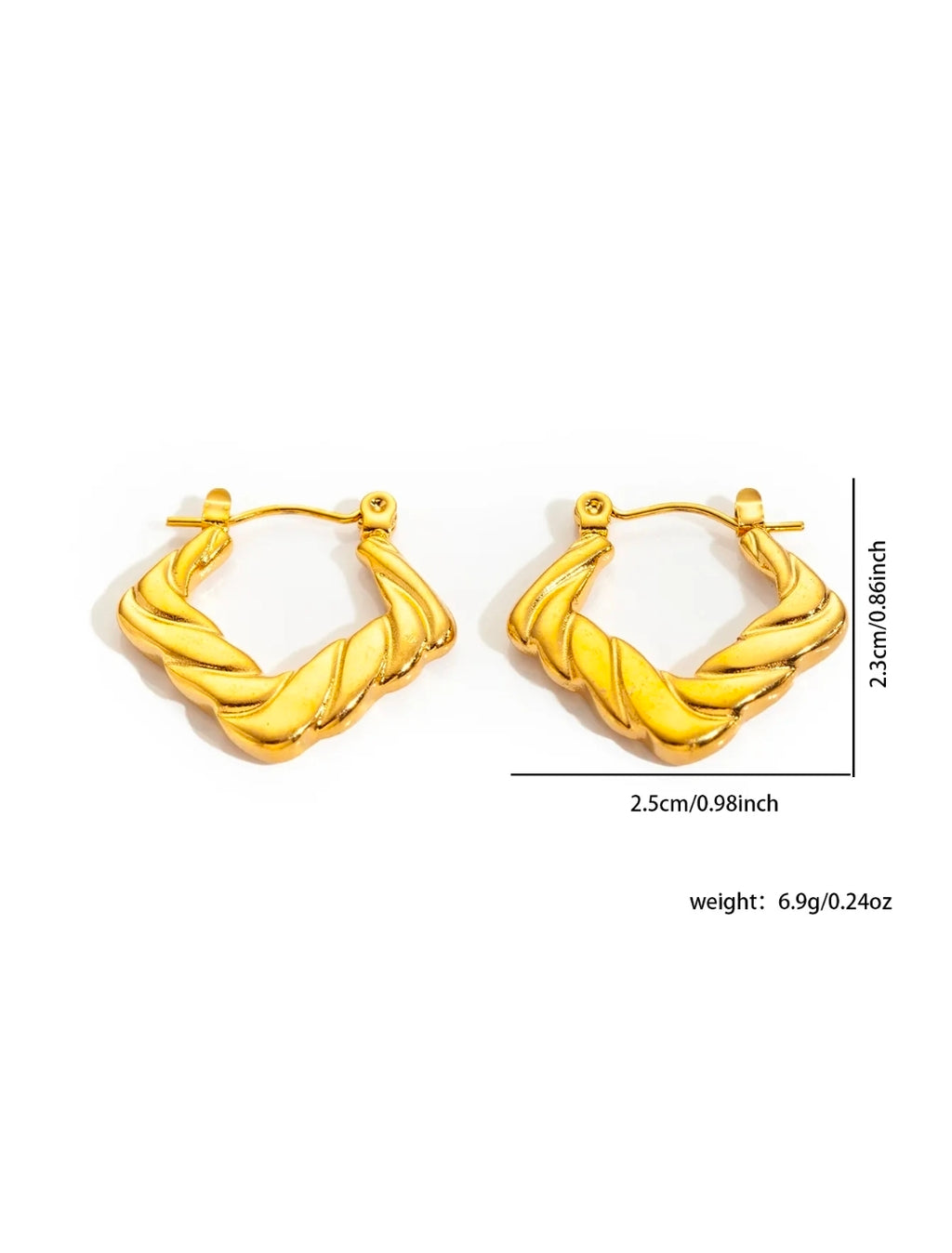 Gold Twisted Polygon Hoop Earrings