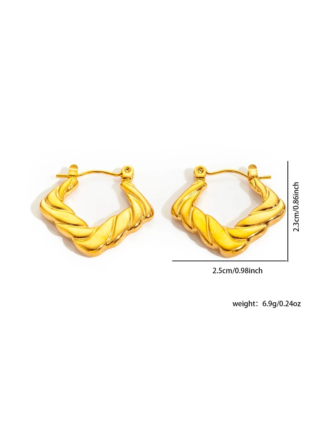 Gold Twisted Polygon Hoop Earrings