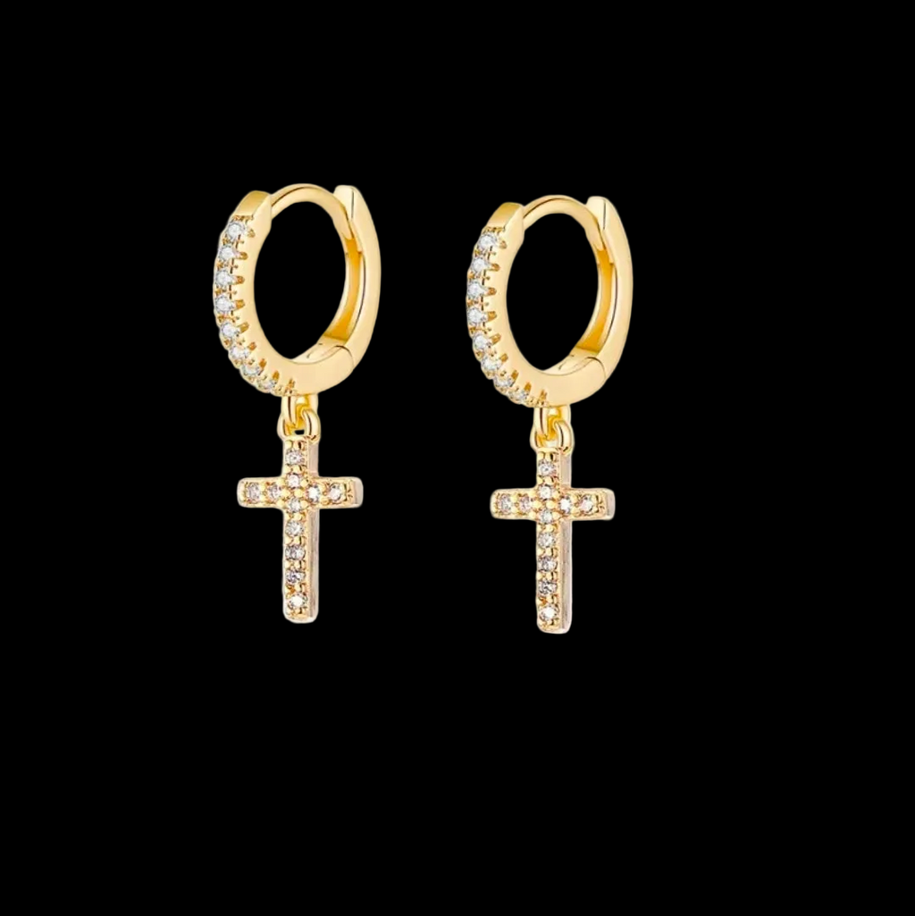 Zircon Drop Hoop Earrings Star 
Moon Cross Evil Eye Animal Gold Plated 
With Earring Post Fashion