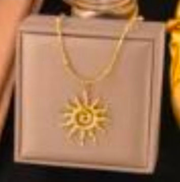 Gold Plated Stainless Steel Necklace For Women Fashion vortex Sun Pendant Elegant Jewelry Minimalist