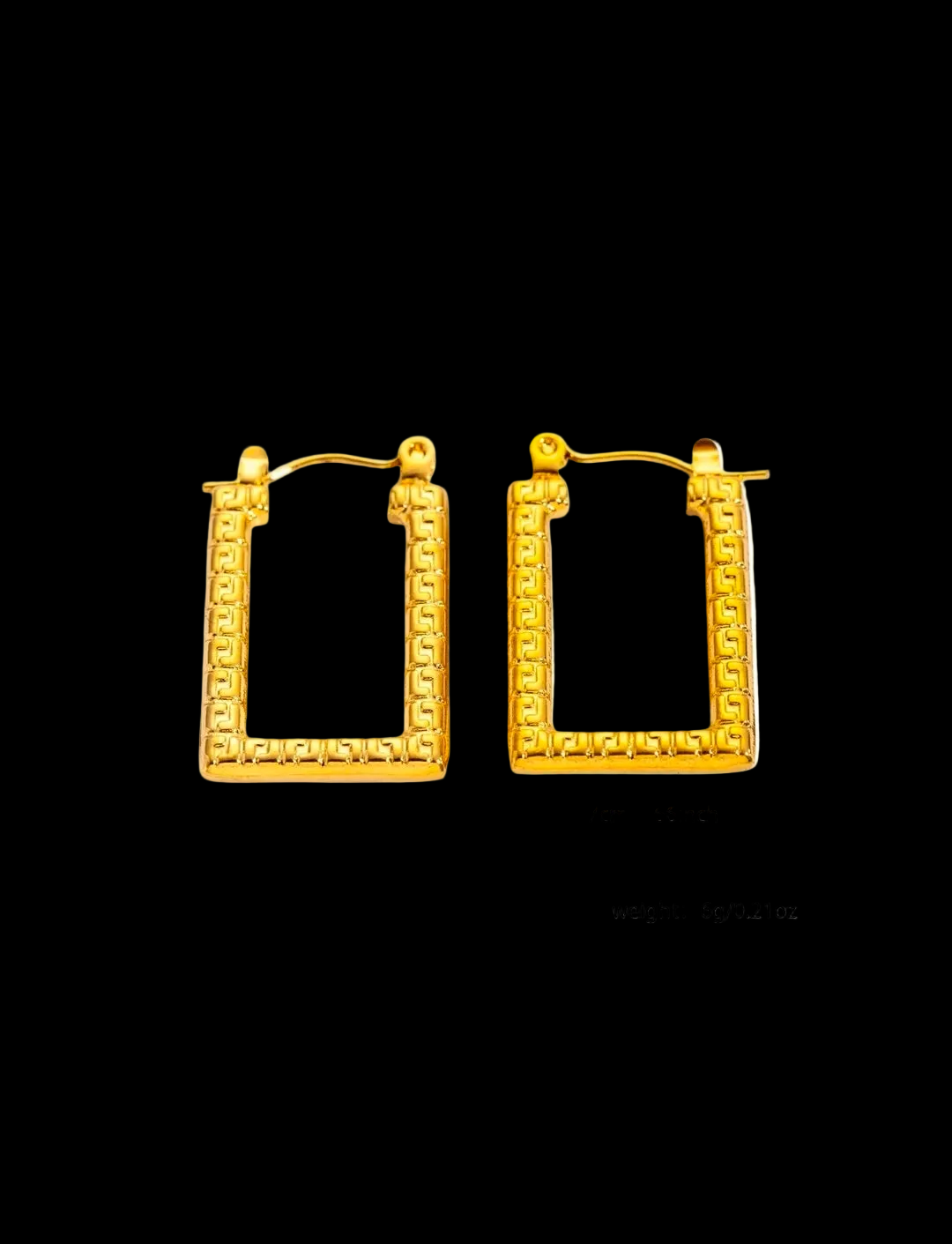Gold Greek Key Rectangular Hoop Earrings