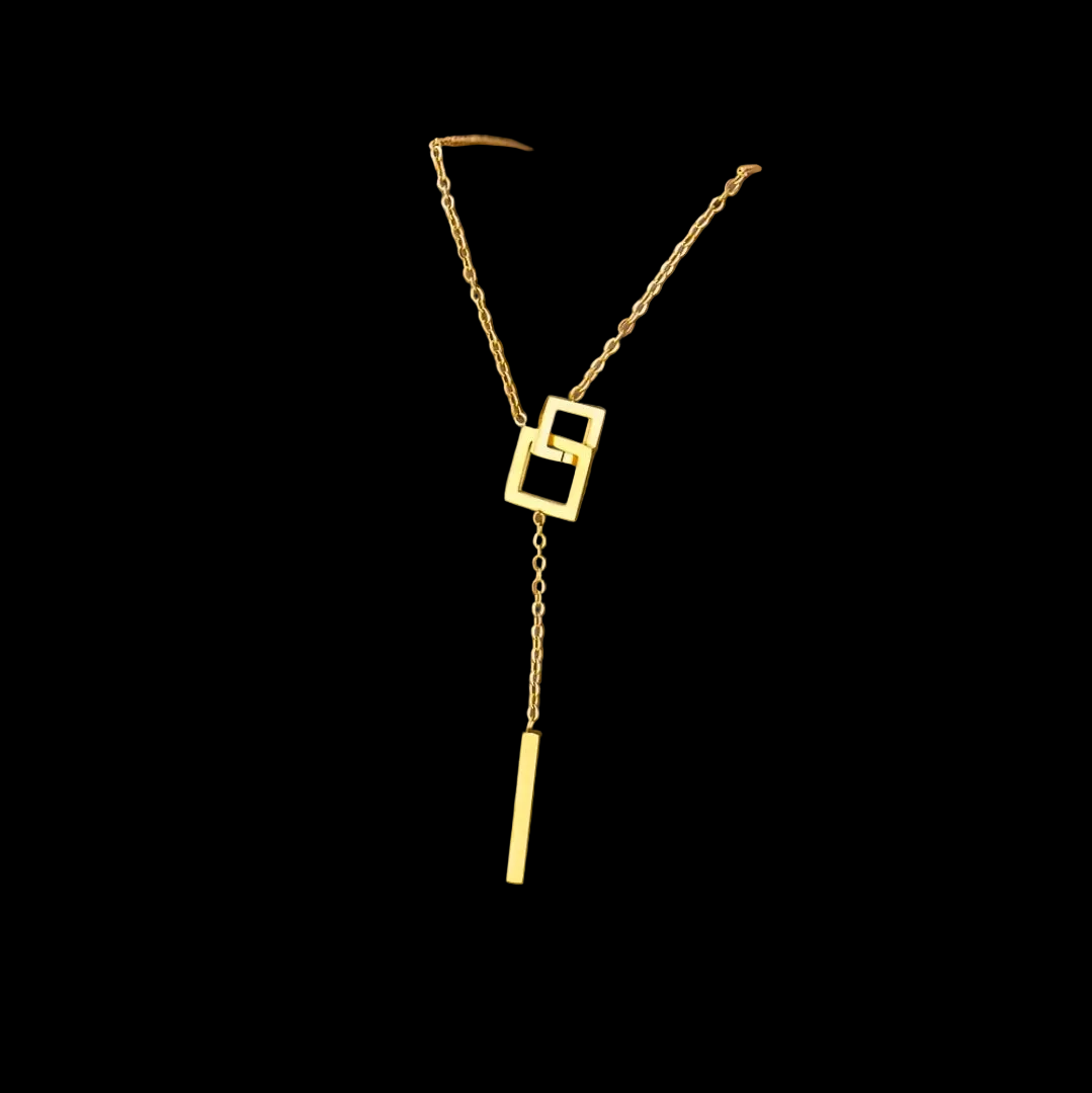 Interlocking Chain Gold Plated Stainless Steel Necklace For Women Fashion Jewelry Minimalist