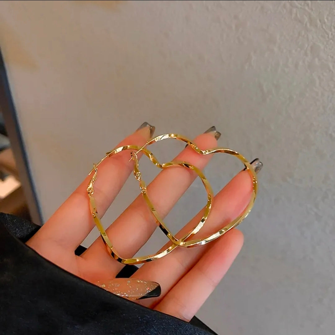 Heart Hoops Earrings For Women Gold plated