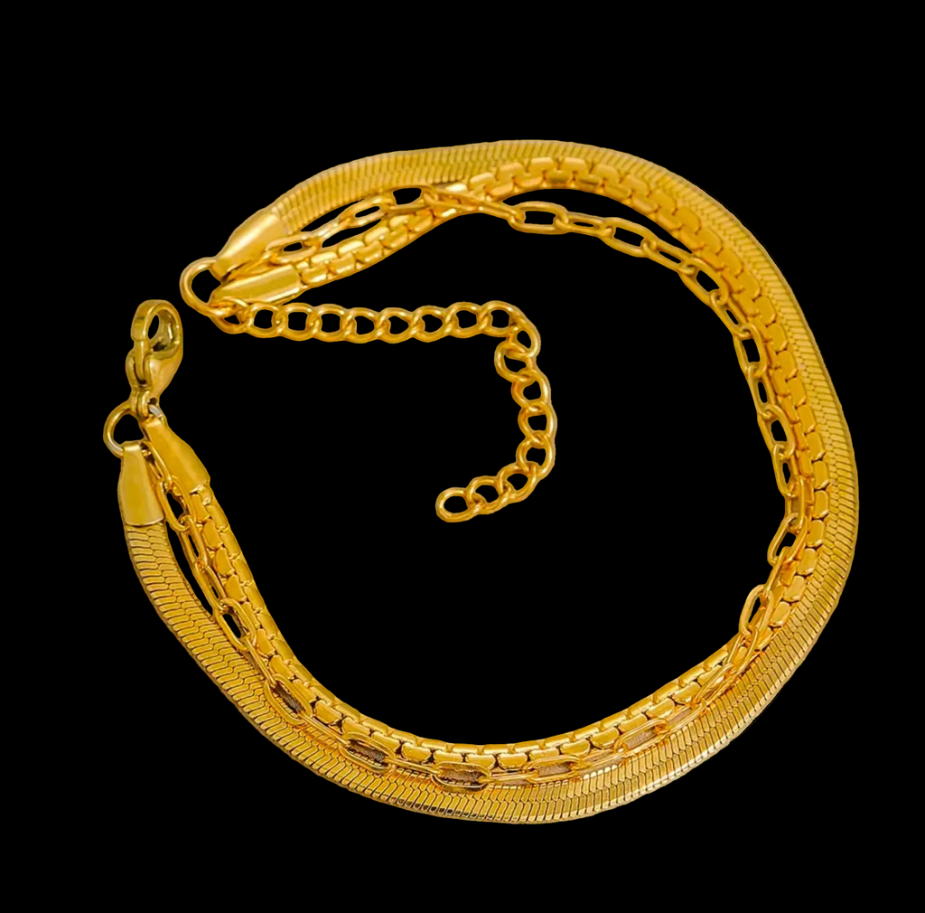 Gold Triple Layer Chain Bracelet