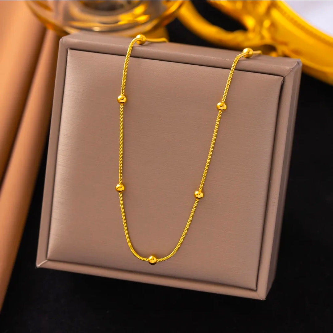Snake Bead Chain Gold Plated Stainless Steel Necklace For Women Fashion Jewelry Minimalist
