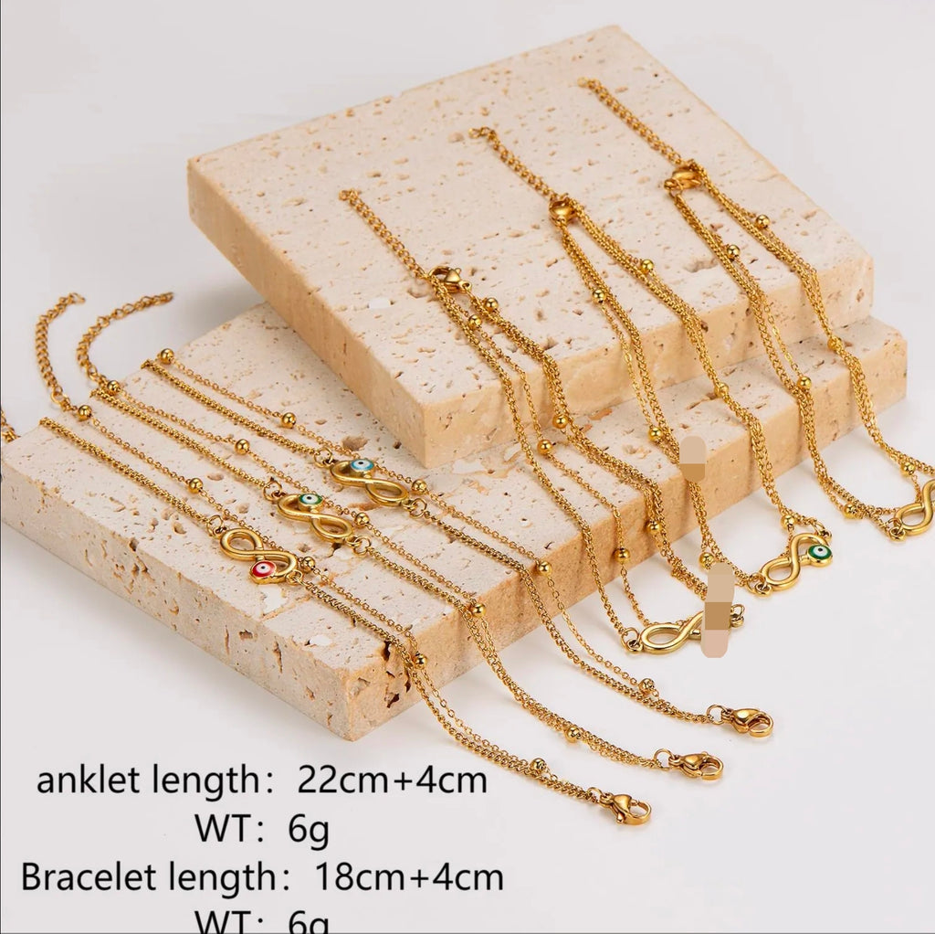 Gold Evil Eye Infinity Beaded Bracelet