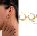 Gold Polished C-Shape Hoop Earrings