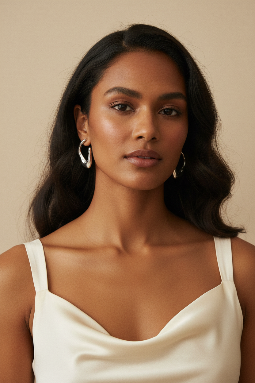 Silver Wavy Hoop Earrings