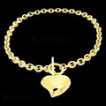 Gold Heart Pendant Chunky Chain Bracelet