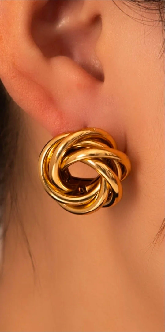 Gold Twisted Knot Large Hoop Earrings