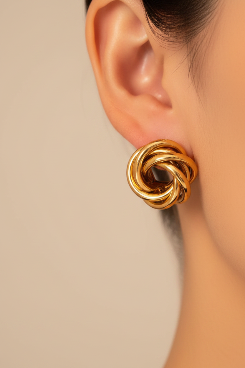 Gold Twisted Knot Large Hoop Earrings
