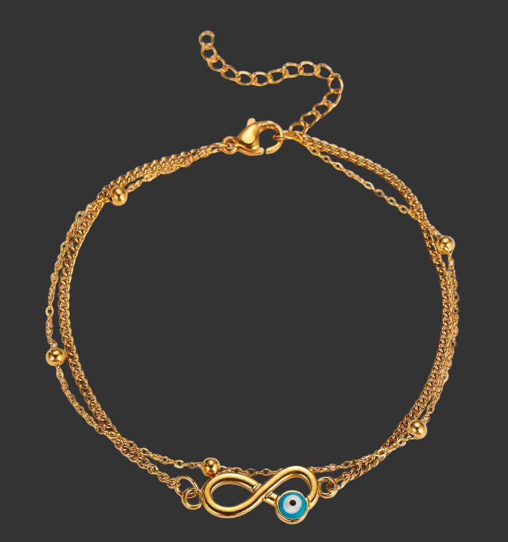 Gold Evil Eye Infinity Beaded Bracelet