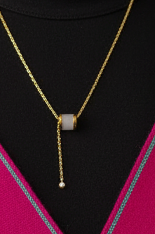 Cylindrical Pendant Gold Plated Stainless Steel Necklace For Women Fashion Jewelry Minimalist