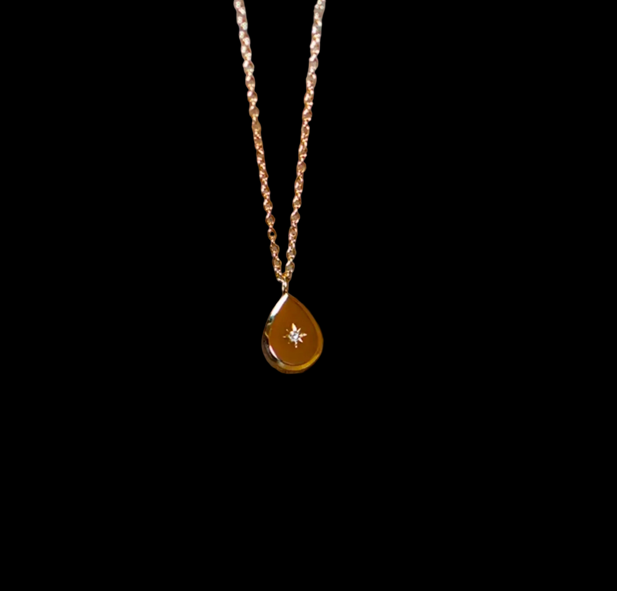 Starfire Waterdrop Gold Plated Stainless Steel Necklace For Women Fashion Jewelry Minimalist