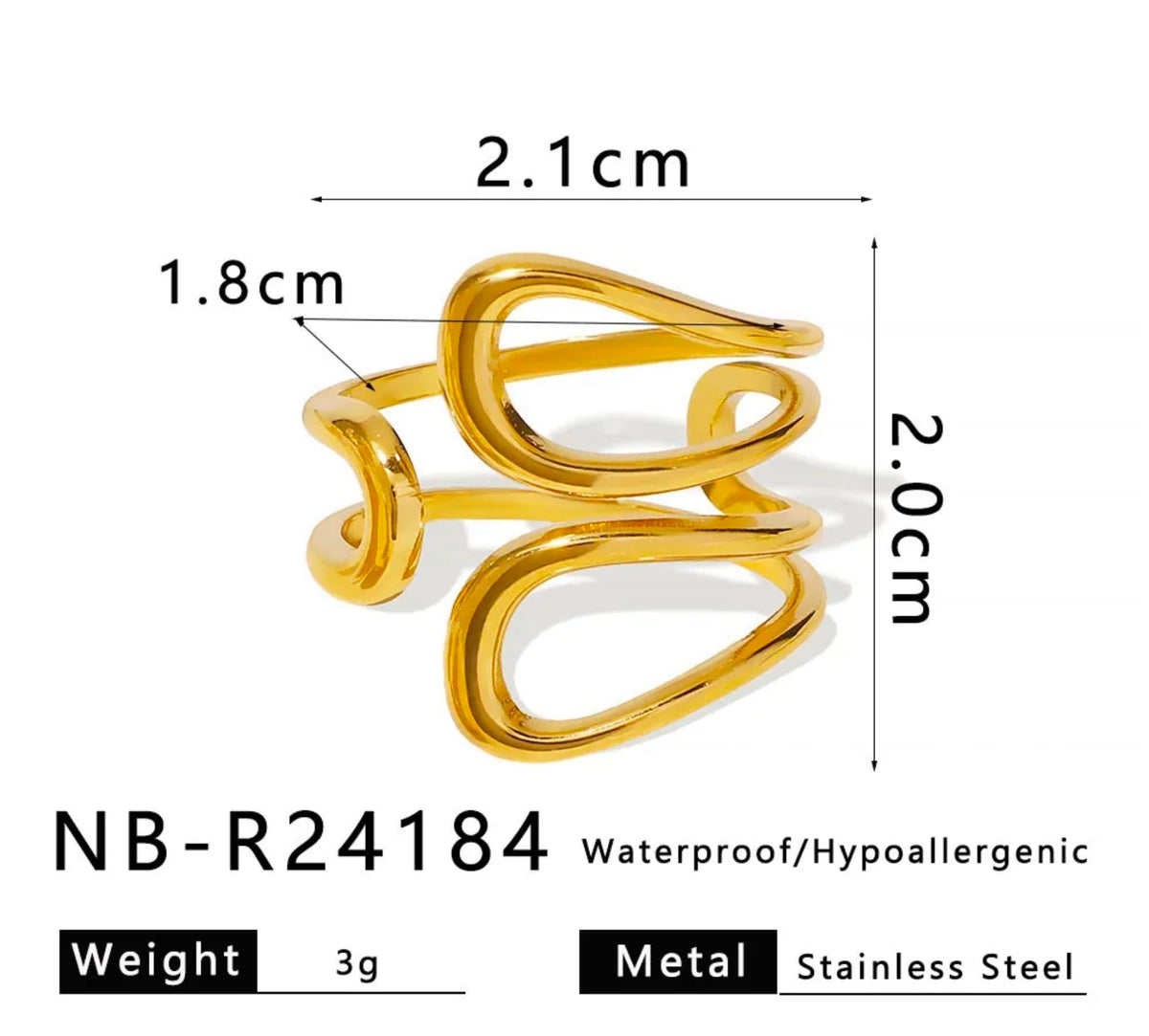 Gold Minimalist Curve Open Ring