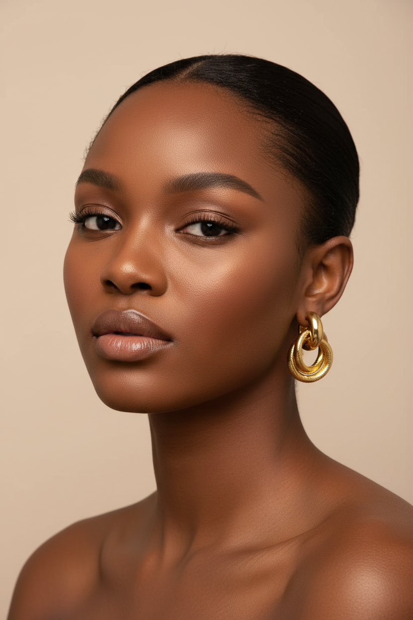 Gold Textured Double Hoop Earrings