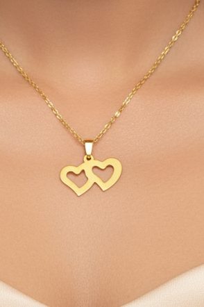 Classic Interlocking Hearts Fashion Jewelry Necklace And Earrings For Women 304 Stainless Steel Gift Set