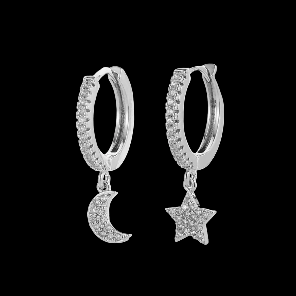 Zircon Drop Hoop Earrings Star 
Moon Cross Evil Eye Animal Gold Plated 
With Earring Post Fashion