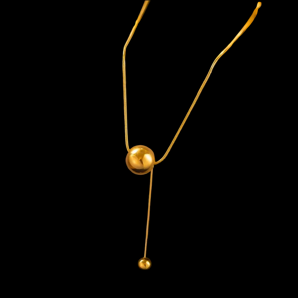 Gold Double Ball Pendant Necklace