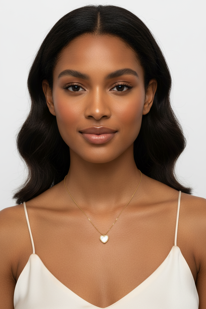 Mother of Pearl Heart Gold Plated Stainless Steel Necklace For Women Fashion Jewelry Minimalist
