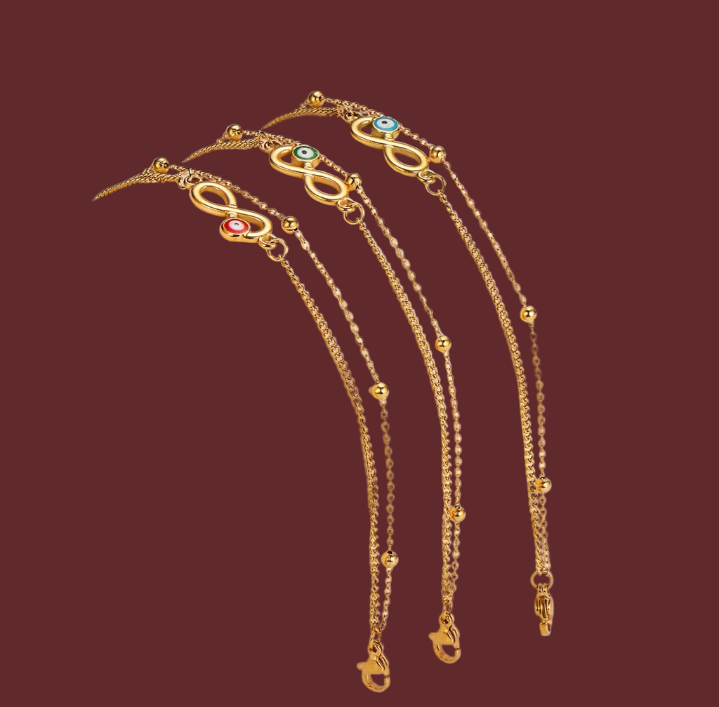 Gold Evil Eye Infinity Beaded Bracelet