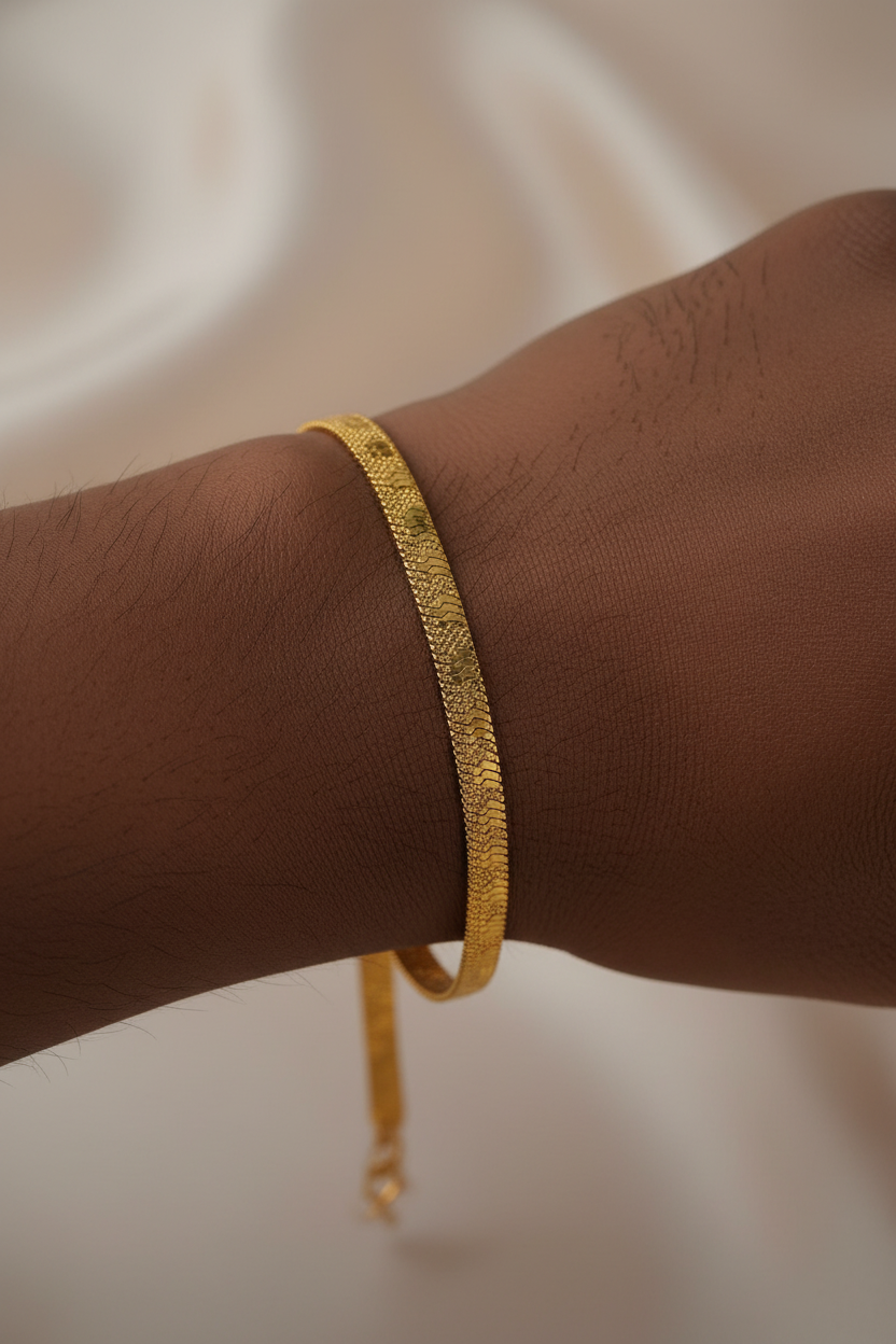 Gold Herringbone Chain Bracelet