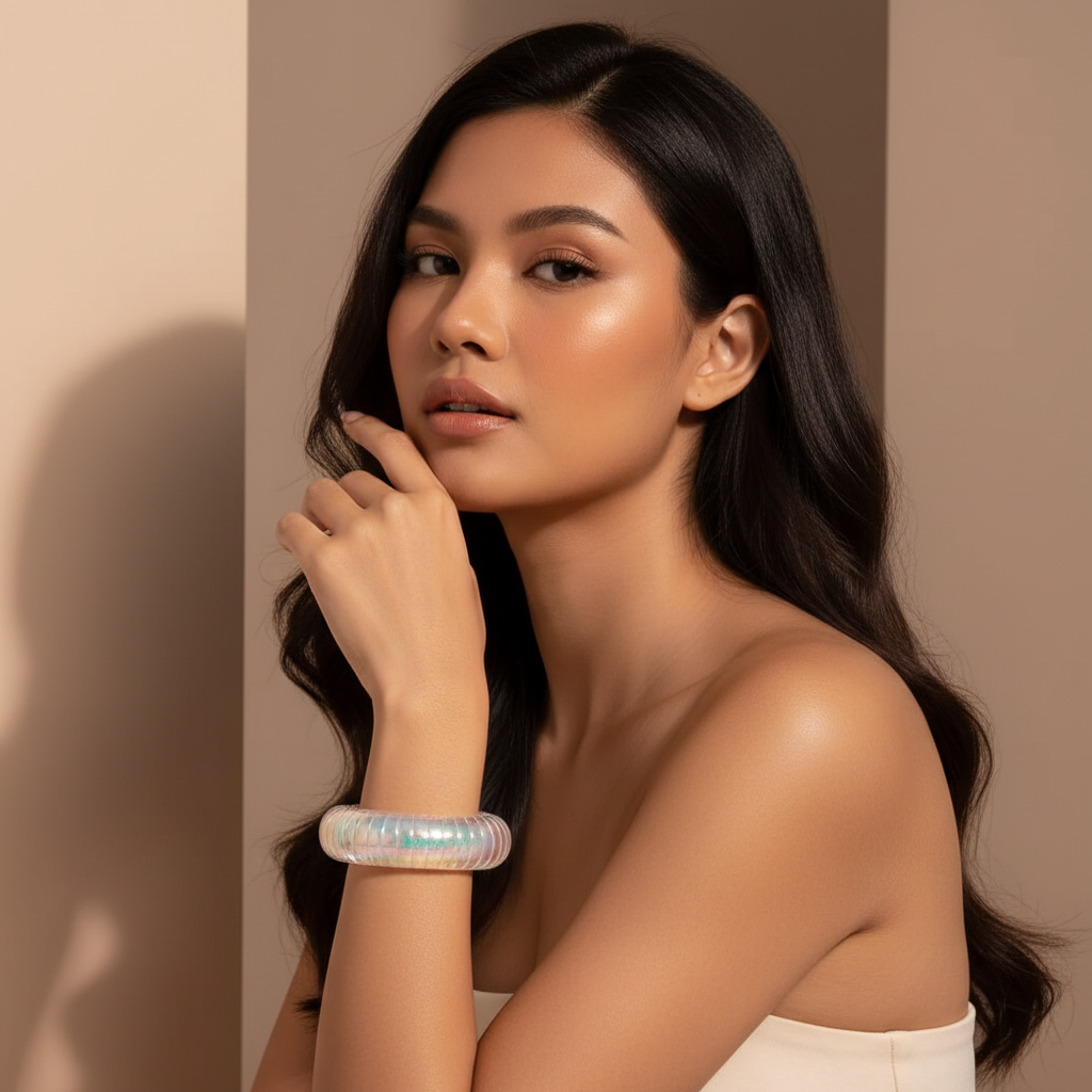 Iridescent Aurora Coarse Texture Bangle