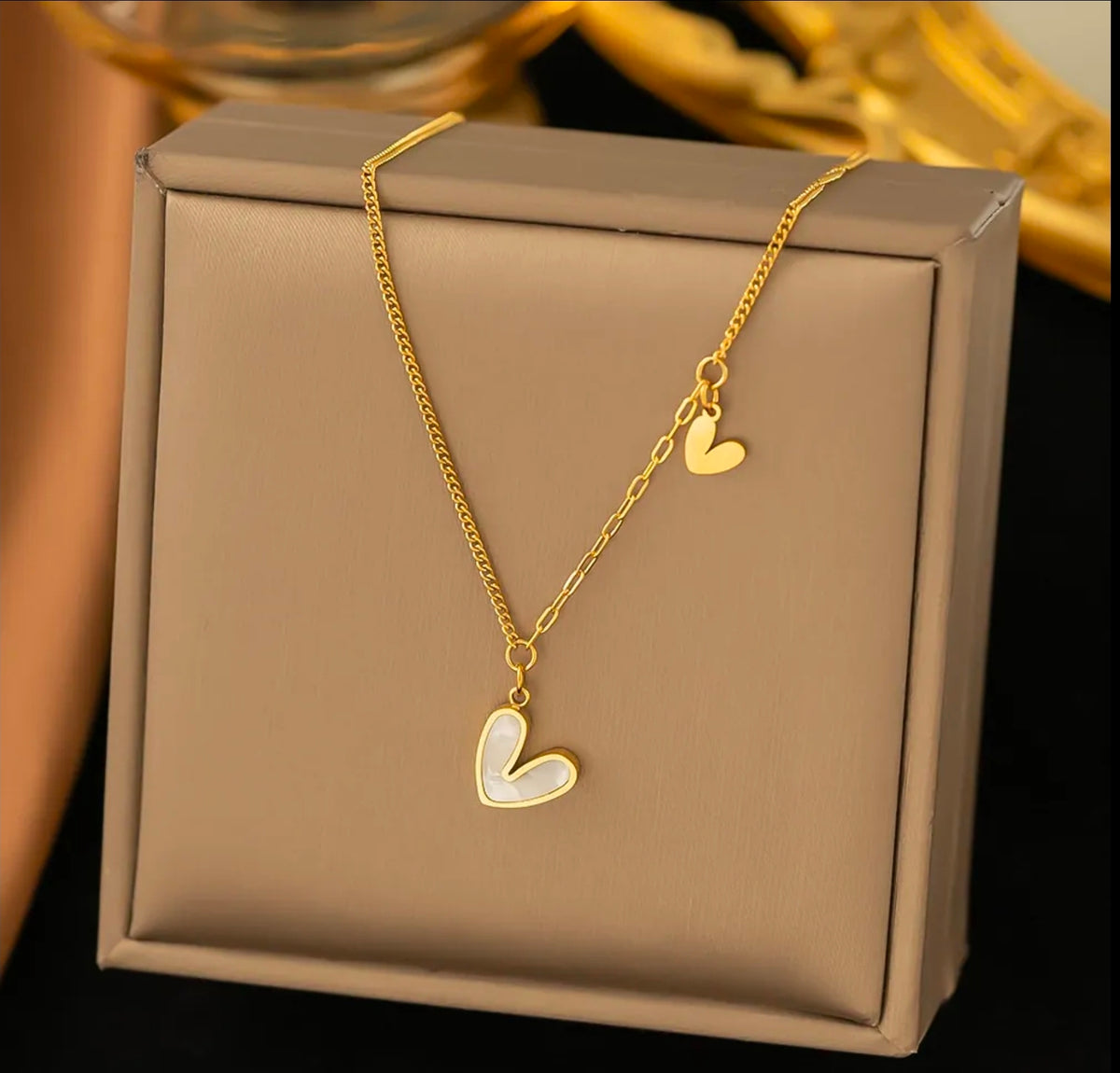 Big & Small Heart Gold Plated Stainless Steel Necklace For Women Fashion Jewelry Minimalist