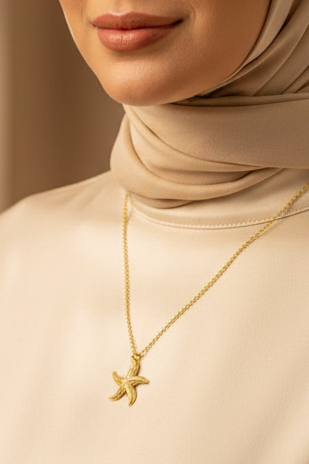 Gold Plated Stainless Steel Necklace 
For Women Fashion Heart Butterfly 
Seastar Pendant Elegant Jewelry 
Minimalist