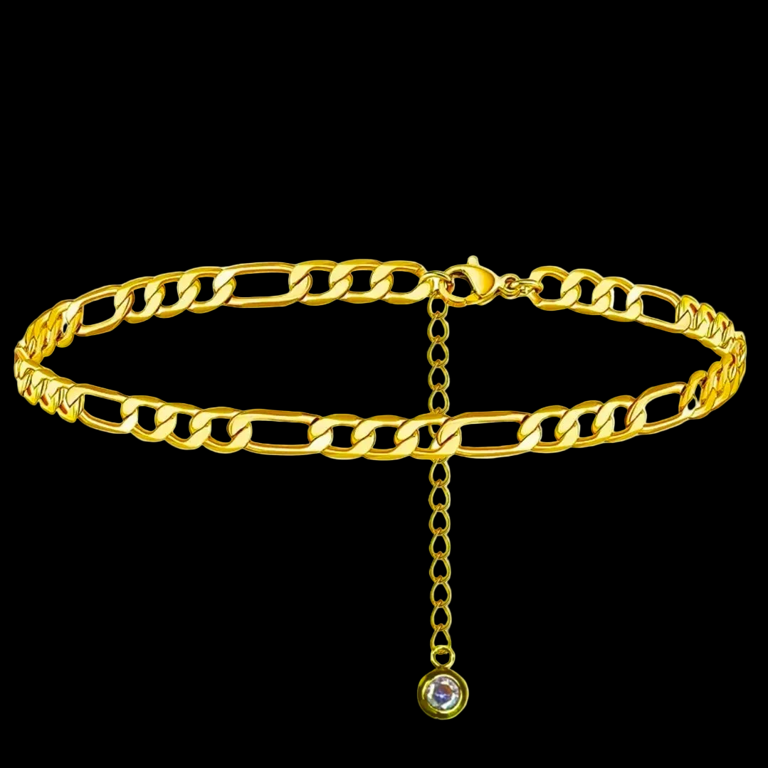 Figaro Chain Anklet Women 
Titanium Steel 18K Gold Plated 
Adjustable Leg Chain Colorful Zircon 
Charm Jewelry Gift