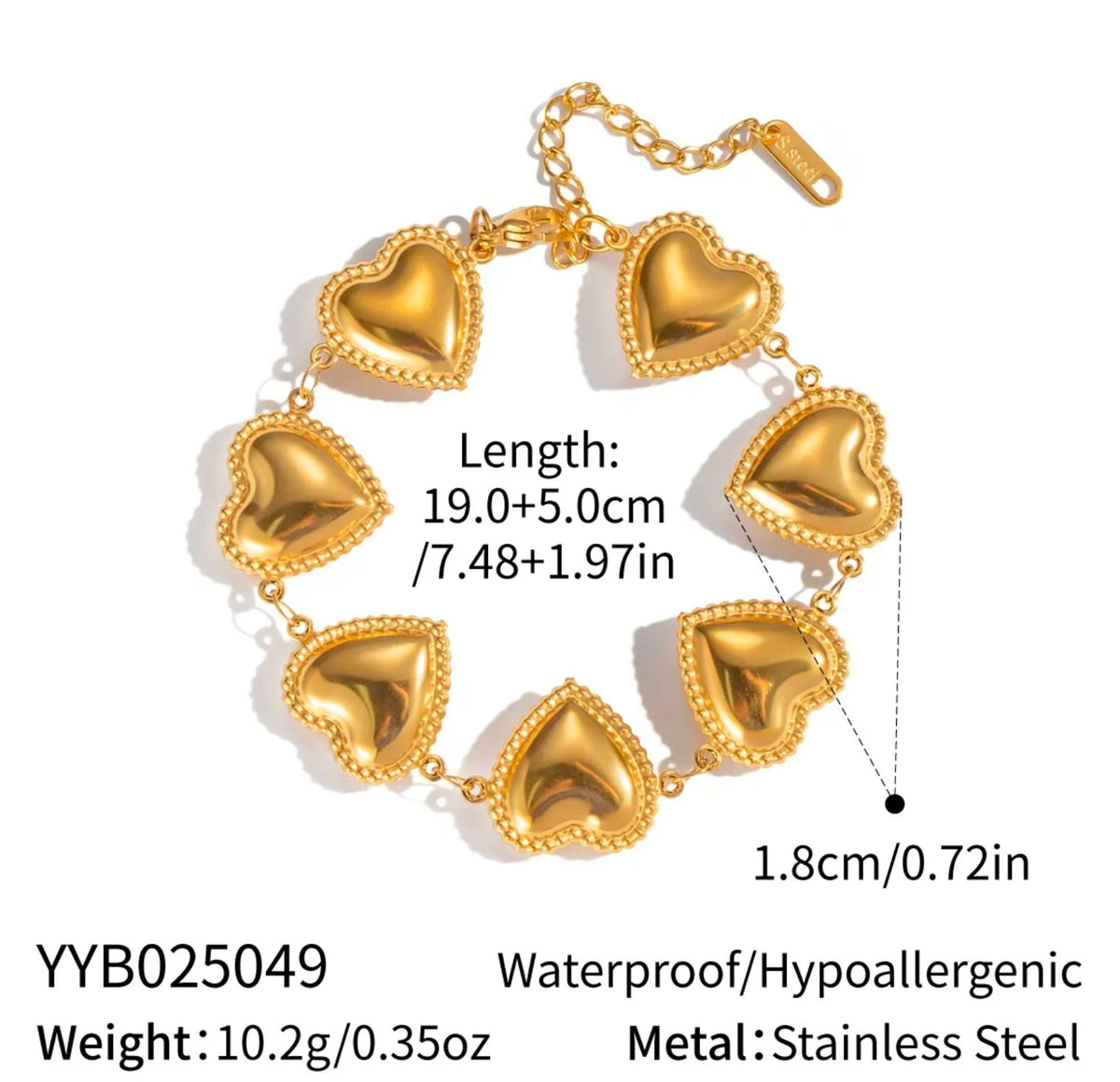 Gold Starfish Shell Heart Charm Bracelet