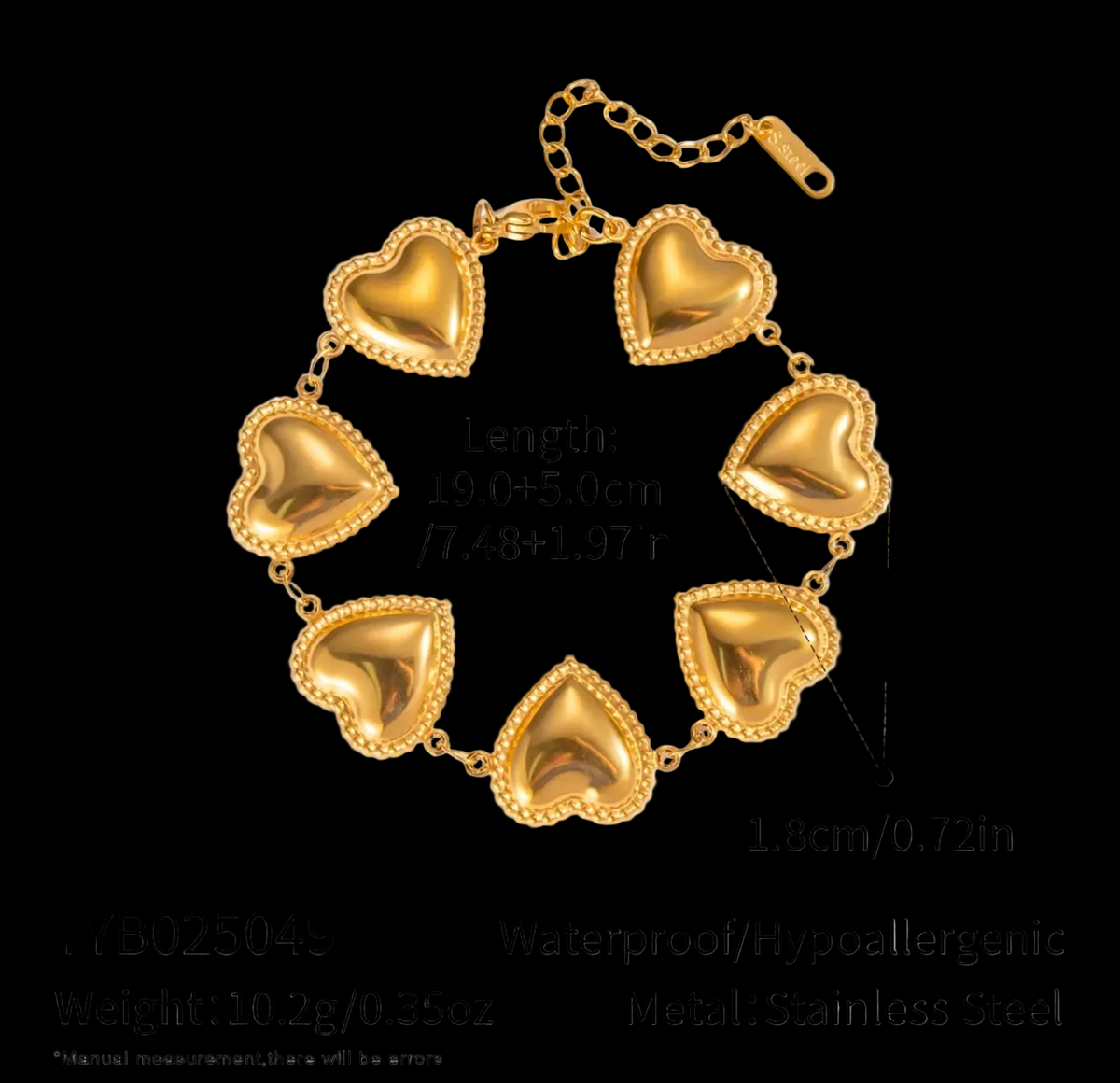 Gold Starfish Shell Heart Charm Bracelet