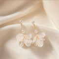 Floral Petal Fringe Earrings With 925 
Sterling Silver Earring Post Alloy Faux 
Artificial Pearl Elegant Romantic 
Accessory For Women
