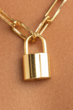 Lock pendant Gold Plated Stainless Steel Necklace For Women Jewelry Minimalist