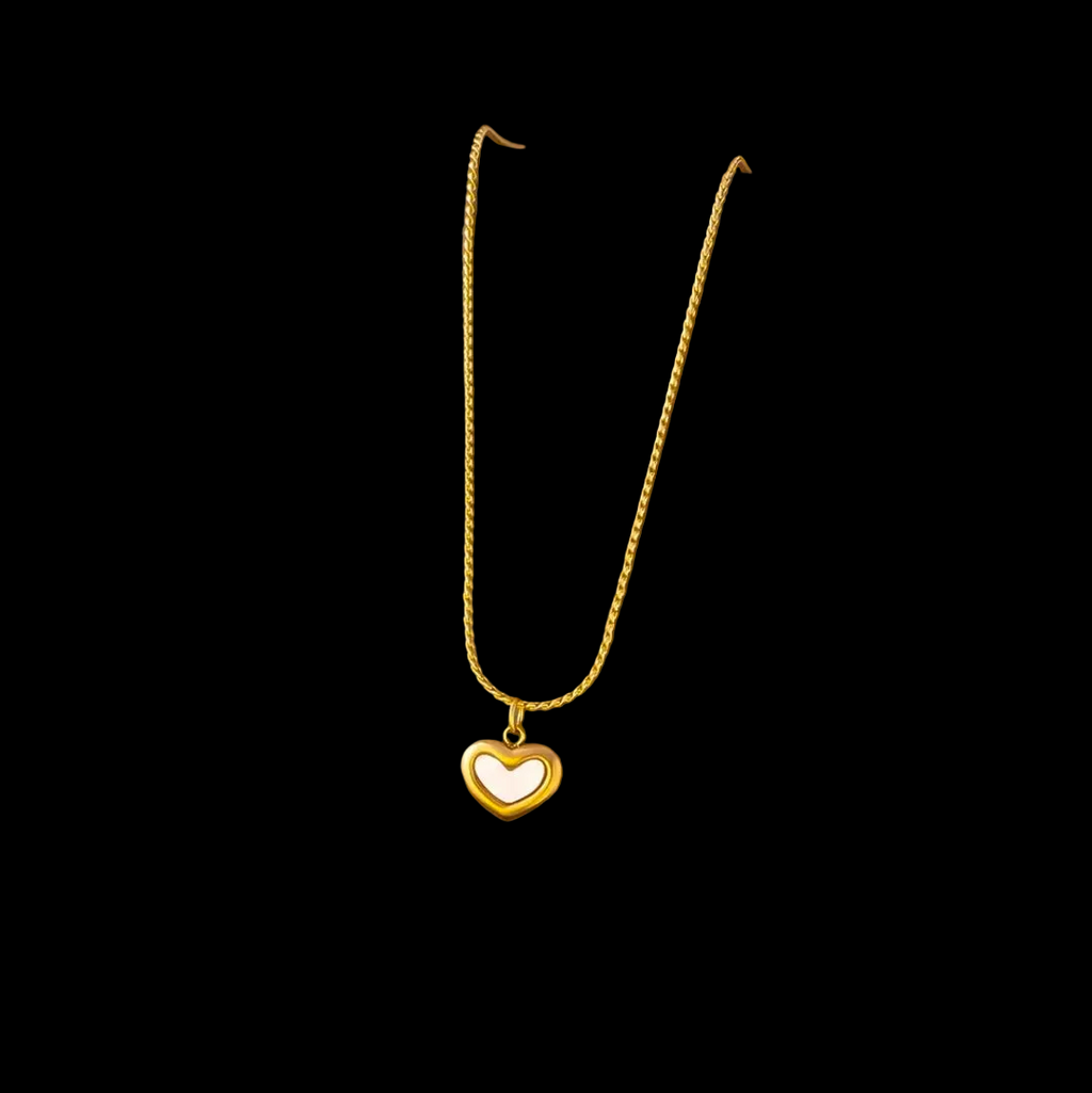 White Shell Heart Gold Plated Stainless Steel Necklace For Women Fashion Jewelry Minimalist