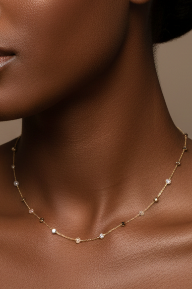 Colorful Beads Gold Plated Stainless Steel Necklace For Women Fashion Jewelry Minimalist