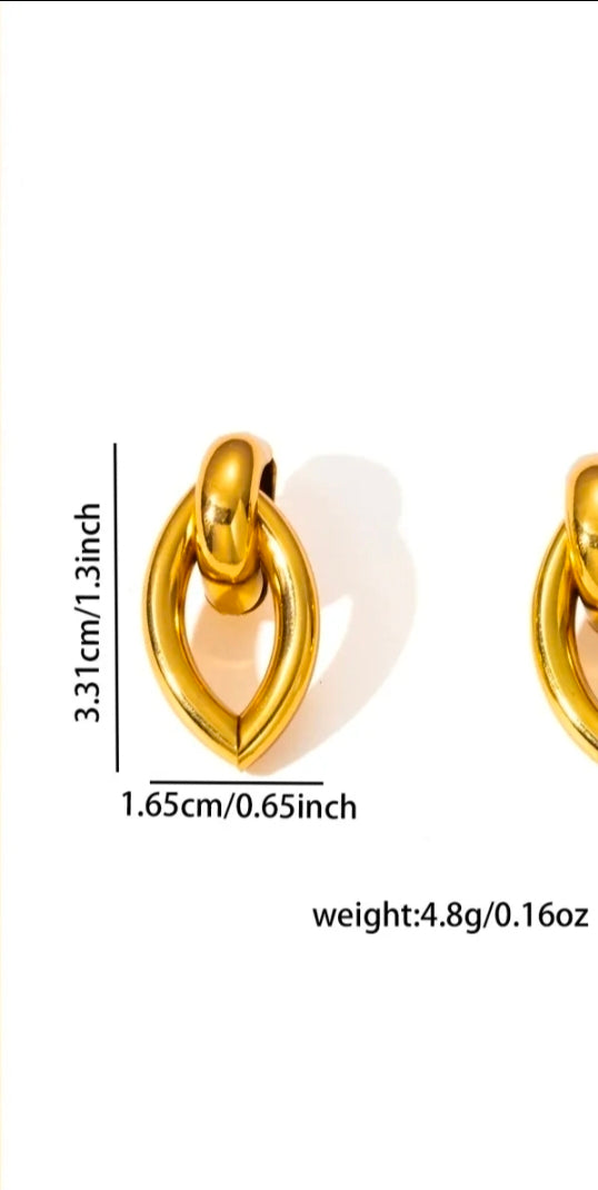 Gold Geometric Marquise Earrings