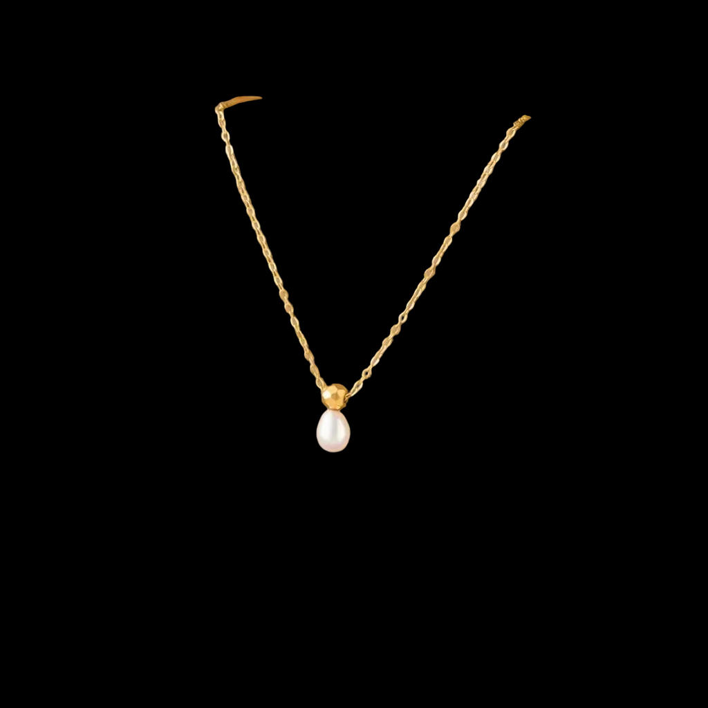 Gold Perfume Bottle Pearl Pendant Necklace