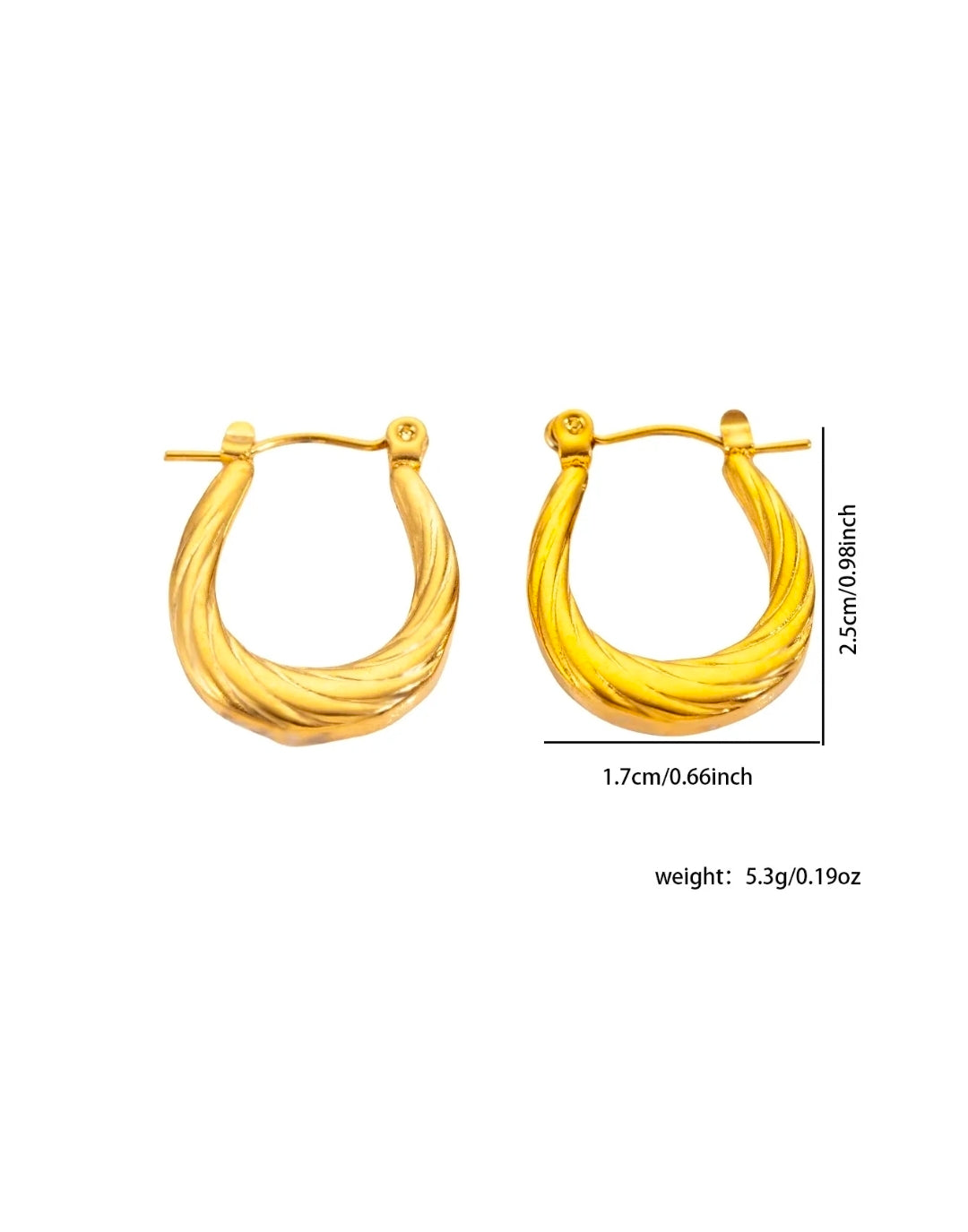 Gold Spiral Twisted Earrings