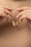 Gold Plated Stainless Steel Necklace For Women Fashion Heart Butterfly Pendant Elegant Jewelry Minimalist