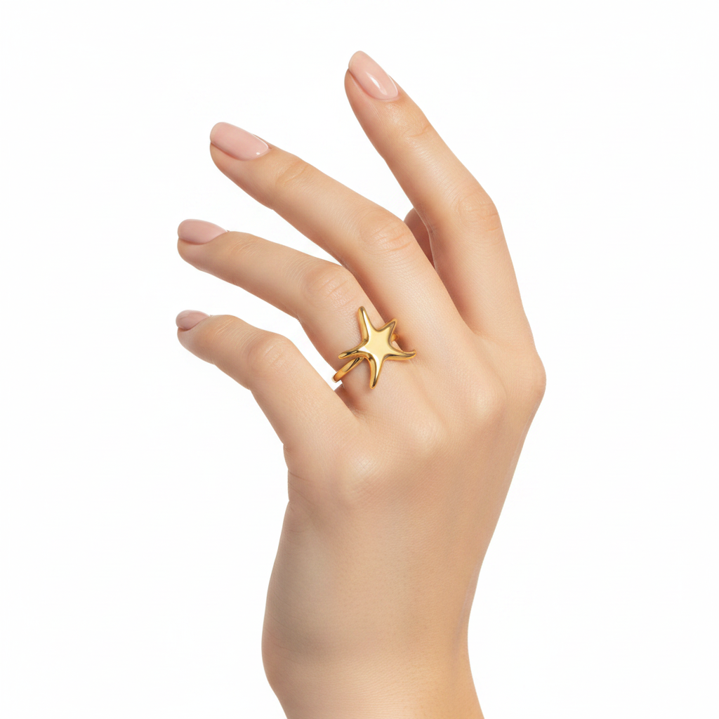 Gold Starfish Open Ring