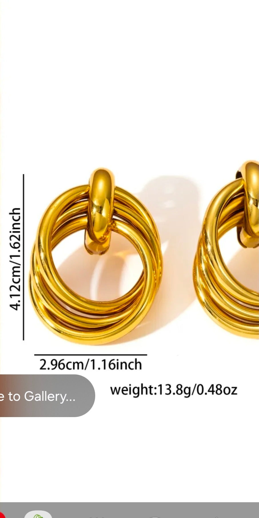 Gold Triple Hoop Spliced Stud Earrings