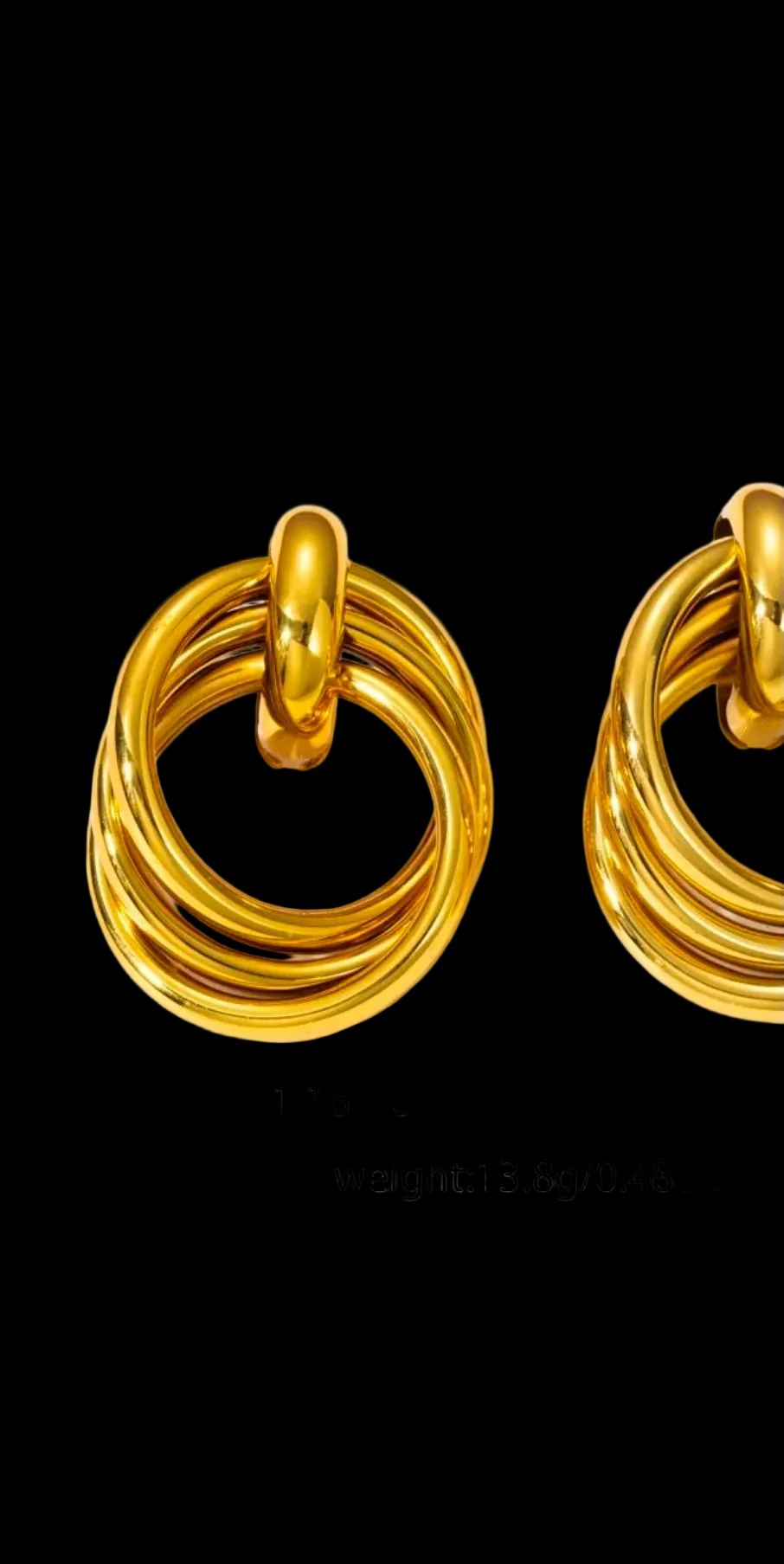 Gold Triple Hoop Spliced Stud Earrings
