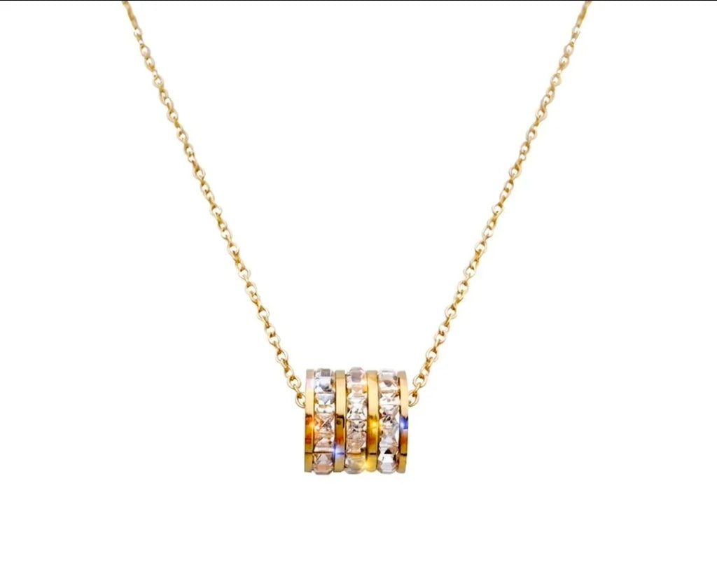 Cylindrical Pendant Gold Plated Stainless Steel Necklace For Women Fashion Jewelry Minimalist