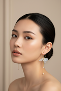 Blue Butterfly Wing Pearl Fringe Earrings