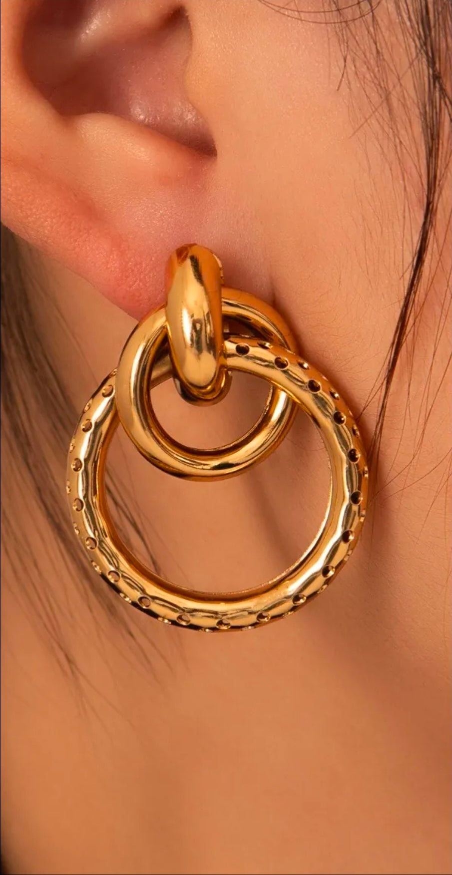 Gold Textured Nested Hoop Earrings