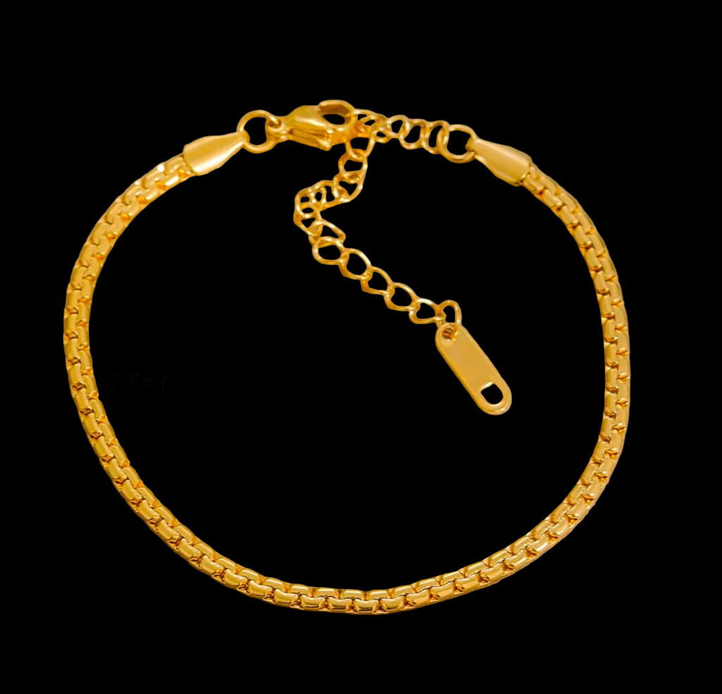 Gold Box Chain Bracelet