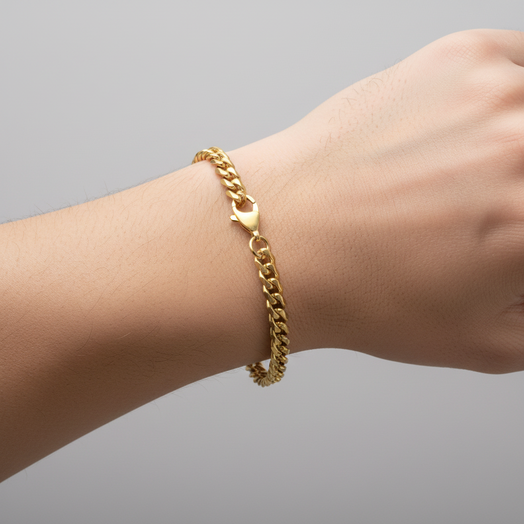 Gold Cuban Link Chain Bracelet